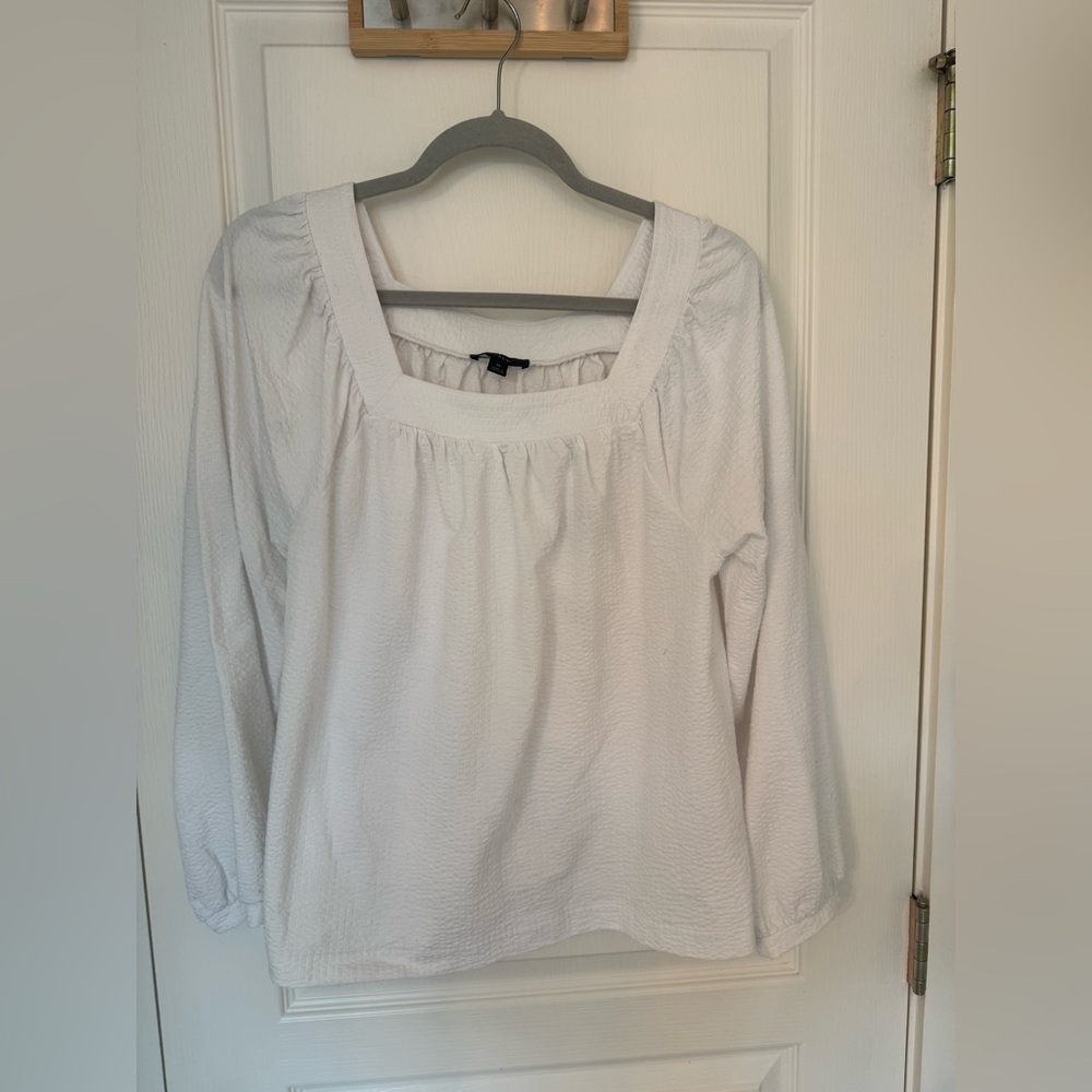 J. Crew White Blouse with Square Neckline